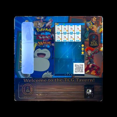 Máy bán hàng tự động Pokemon TCG mini gắn tường có đầu đọc thẻ và nhãn dán tùy chỉnh