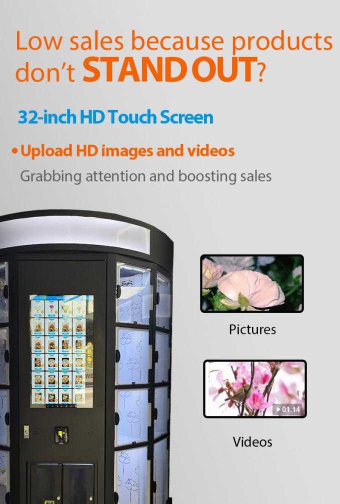 Daily Flower Vending Machine with Customized Light Box Logo 15℃ Perfect for Fresh Flowers Bouquets