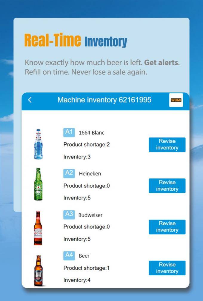 Self-service 5-8℃ Fresh Cold Beer Vending Machine with 4 Beer Options for Bars Cafeterias